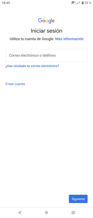 Introduzca su dirección de Gmail y seleccione Siguiente