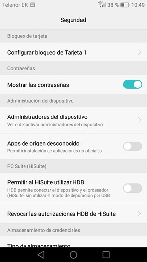 Seleccione Configurar bloqueo de Tarjeta