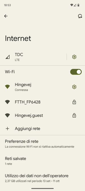 Ora sei connesso alla rete Wi-Fi