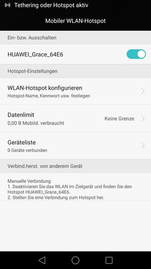 Ihr Handy ist jetzt für die Verwendung als Modem eingerichtet