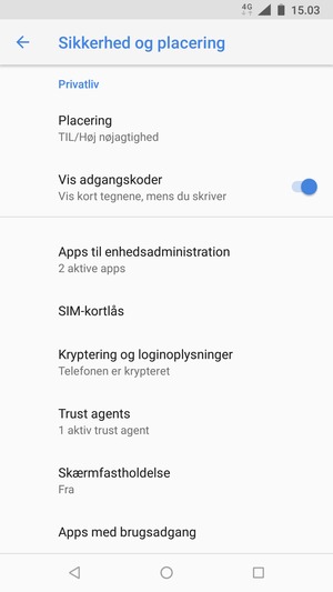 Scroll til og vælg SIM-kortlås