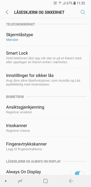 Telefonen din er nå sikret med en skjermlås