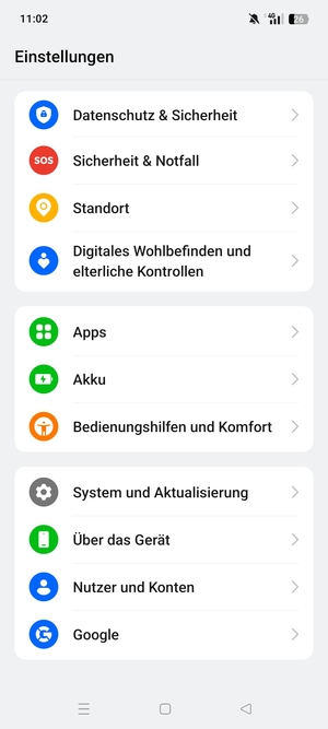 Scrollen Sie und wählen Sie Datenshutz & Sicherhiet