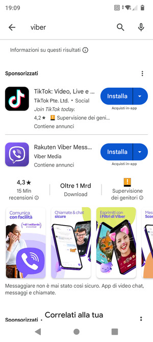 Seleziona l'applicazione