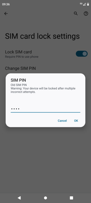 Enter your Old SIM PIN and select OK