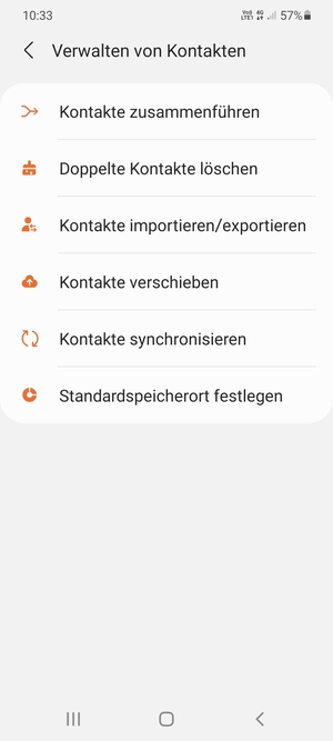Wählen Sie Kontake importieren/exportieren