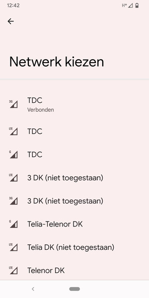 Selecteer een netwerkoperator uit de lijst