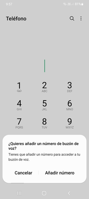 Si el correo de voz no está configurado, seleccione Añadir número