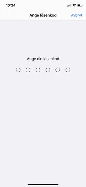 Ange din kod för telefonlåset om detta redan är aktiverat på din telefon