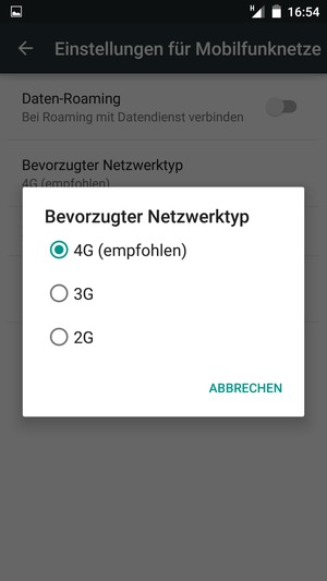 Wählen Sie die gewünschte Option