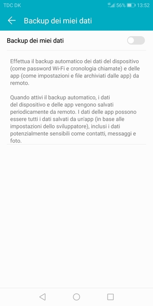 Attiva Backup dei miei dati