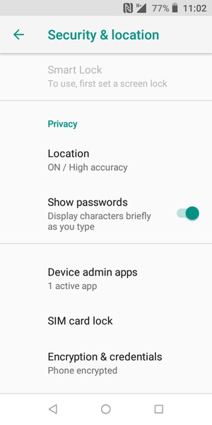 To change the PIN for the SIM card, return to the Security & location menu and select SIM card lock
