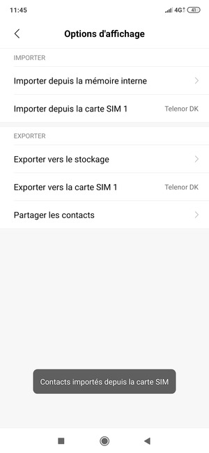 Vos contacts vont être enregistrés sur votre compte Google et dans votre téléphone lors de la prochaine synchronisation de Google.