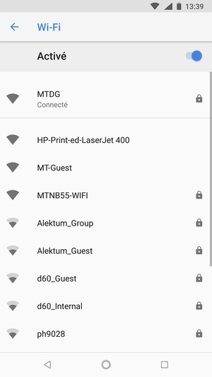 Vous êtes maintenant connecté au réseau Wi-Fi
