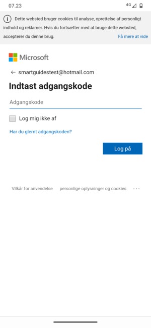 Indtast din adgangskode og vælg Log på