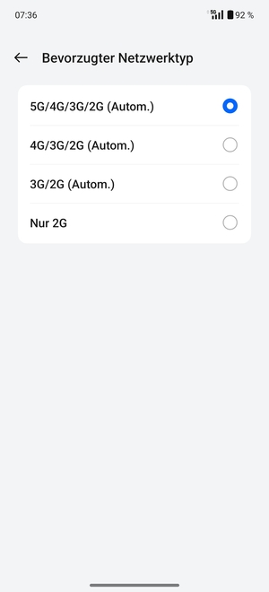 Wählen Sie die gewünschte Option