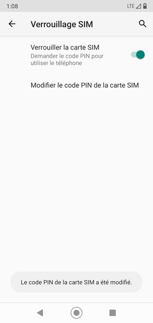 Votre code PIN de la carte SIM a été modifié
