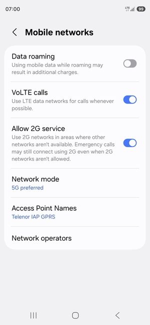 Select Access Point Names