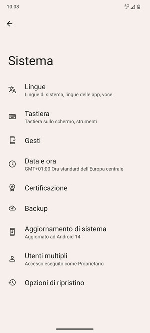Seleziona Aggiornamento di sistema