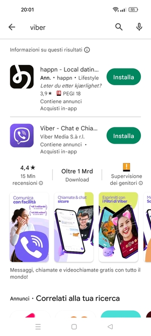 Seleziona l'applicazione