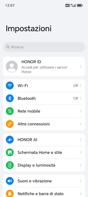Seleziona Rete mobile