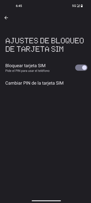 Seleccione Cambiar PIN de la tarjeta SIM