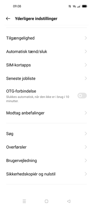 Scroll til og vælg Sikkerhedslopiér og nulstil