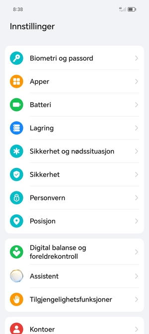 Bla til og velg Sikkerhet