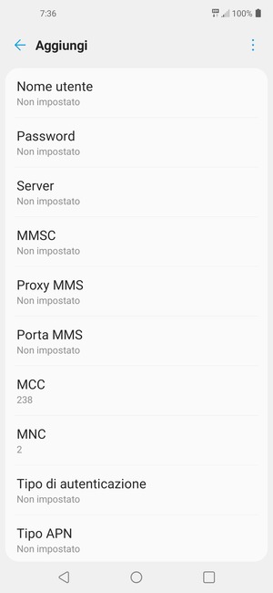 Scorri verso il basso e inserisci le informazioni degli MMS