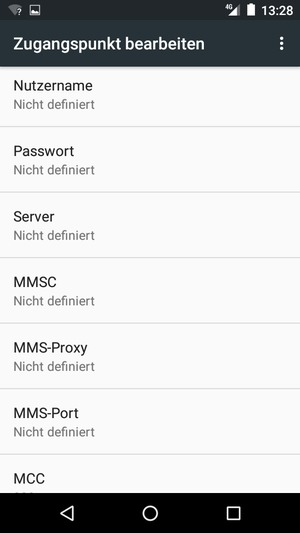 Scrollen Sie nach unten und geben Sie MMS-Informationen ein