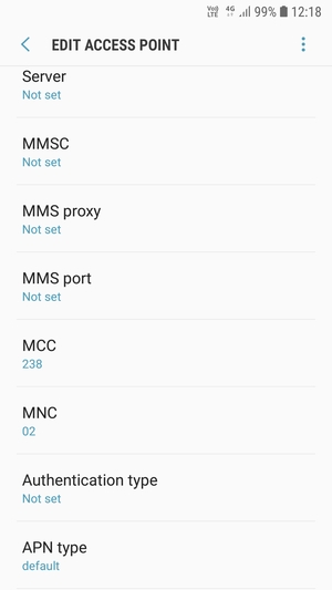 Scroll down and enter MMS information