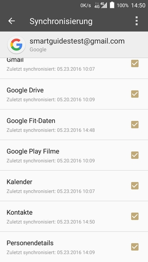 Stellen Sie sicher, dass Kontakte ausgewählt ist