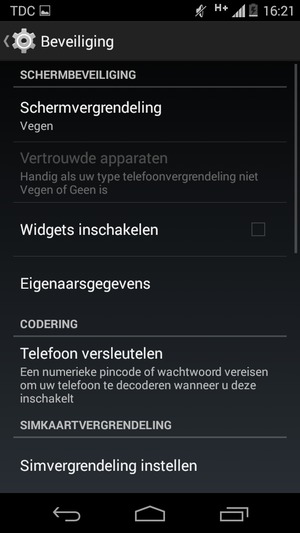 Selecteer Schermvergrendeling