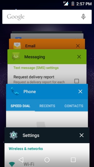 Select the X icon to close running apps