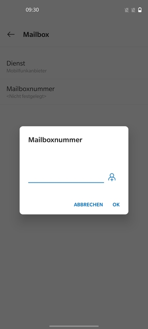 Geben Sie die Mailboxnummer ein und wählen Sie OK