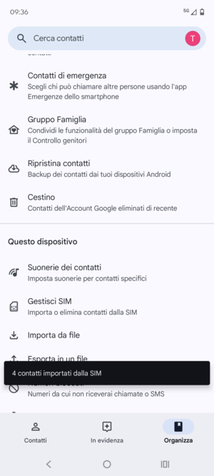 I tuoi contatti verranno salvati sul tuo account Google, e salvati sul tuo telefono la prossima volta che Google sarà sincronizzato.