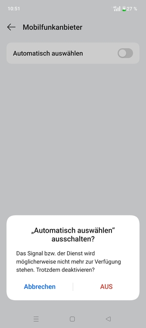 Wählen Sie AUS