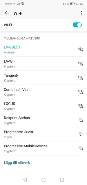 Du är nu ansluten till Wi-Fi nätverket