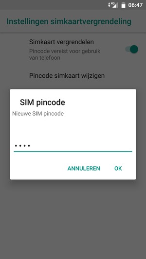 Voer uw Nieuwe pincode voor simkaart in en selecteer OK