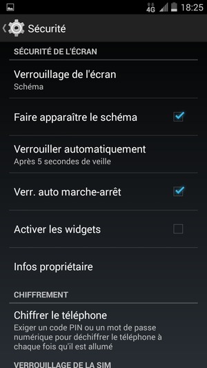 Sélectionnez Verrouillage de l'écran