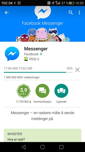 Vent til installasjonen er ferdig