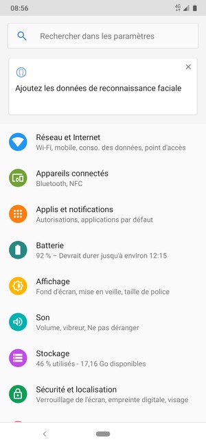 Sélectionnez Réseau et Internet