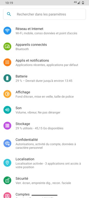 Sélectionnez Réseau et Internet