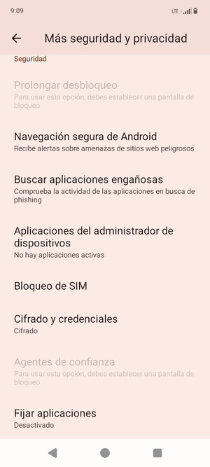 Desplácese y seleccione Bloqueo de SIM