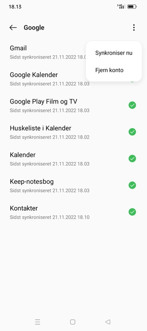 Vælg Synkroniser nu