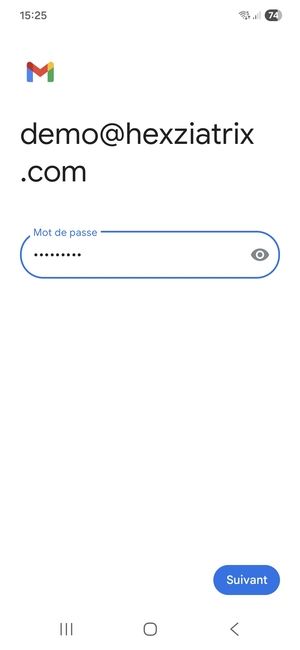 Saisissez votre mot de passe et sélectionnez Suivant