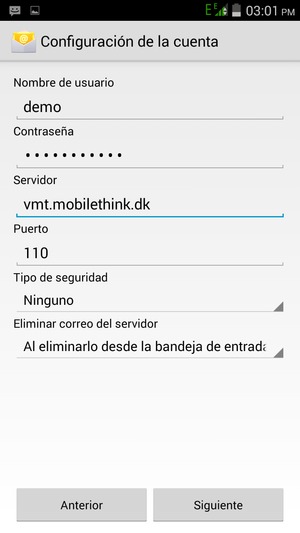 Introduzca Nombre de usuario y la dirección de servidor entrada. Seleccione Siguiente