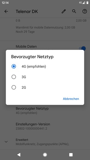 Wählen Sie die gewünschte Option