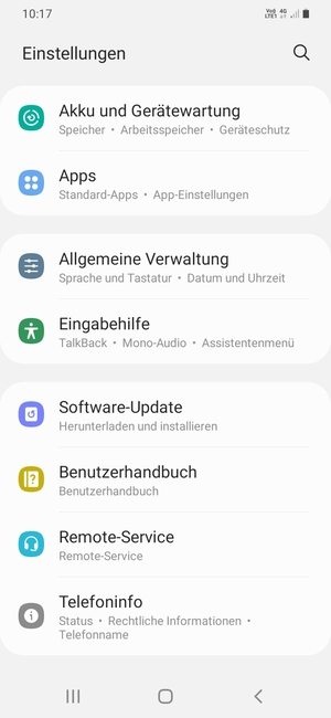 Scrollen Sie und wählen Sie Software-Update
