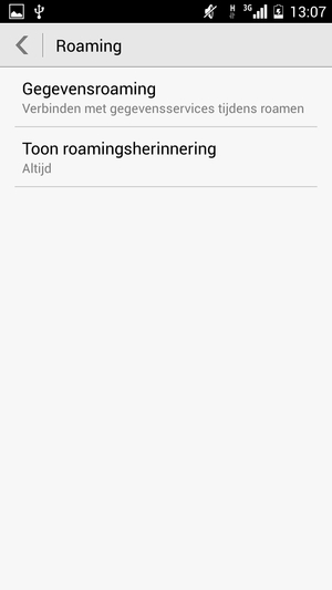 Selecteer Gegevensroaming
